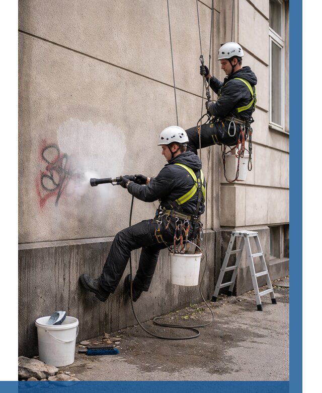 Удаление граффити с фасада в Муравленке от 4818 р. | ВЫСОТНИК-Мрв