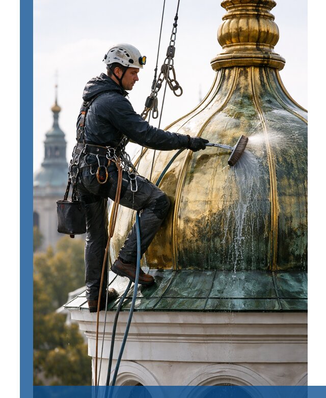 Профессиональная мойка куполов и шпилей высотными альпинистами в Муравленке