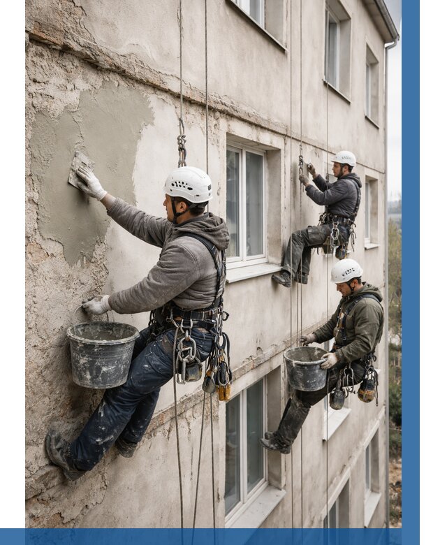 Ремонт штукатурного фасада в Муравленке от 803 р. под ключ | ВЫСОТНИК-Мрв