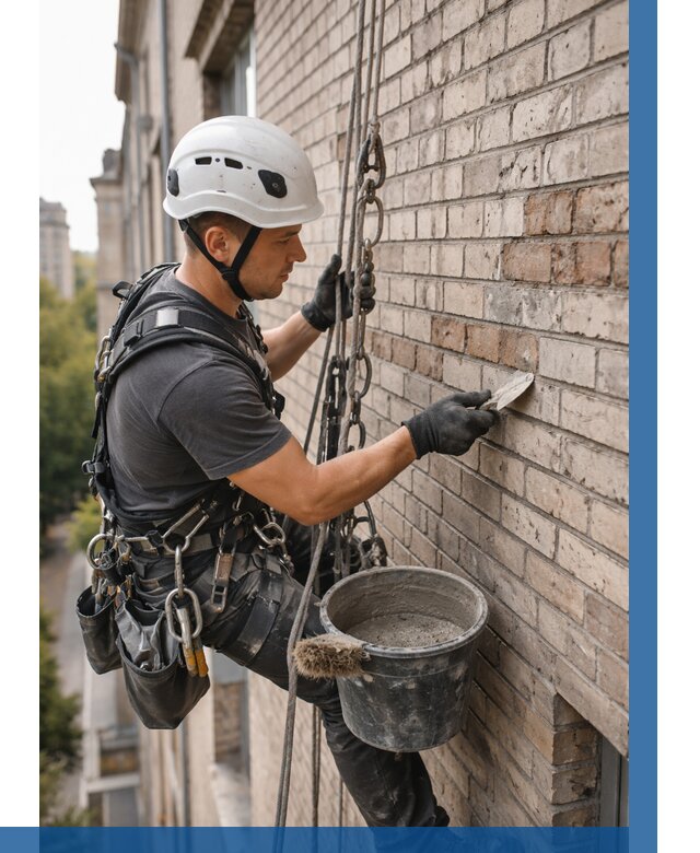 Ремонт кирпичной кладки фасада в Муравленке от 1927 р. | ВЫСОТНИК-Мрв