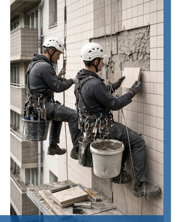 Ремонт облицовки фасада плиткой в Муравленке от 1927 р. | ВЫСОТНИК-Мрв