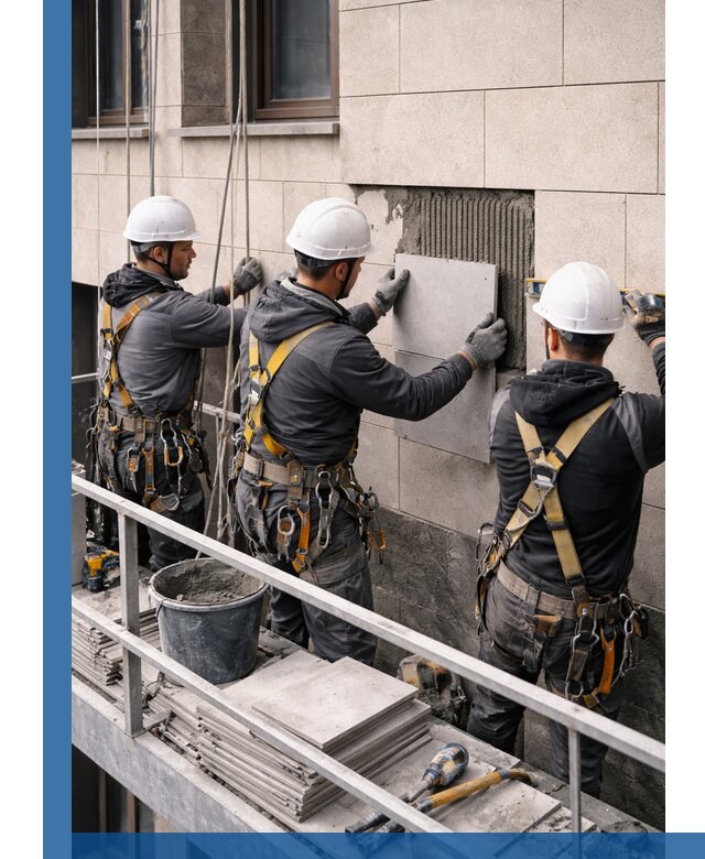 Ремонт облицовки фасада плиткой в Муравленке с гарантией