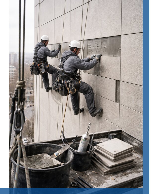 Ремонт фасада из керамогранита в Муравленке от 2677 р. | ВЫСОТНИК-Мрв