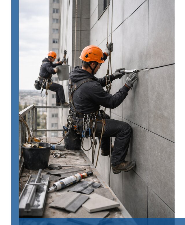 Профессиональный ремонт фасада из керамогранита в Муравленке