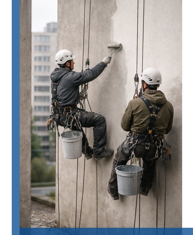 Покраска фасадов высотными альпинистами в Муравленке с гарантией