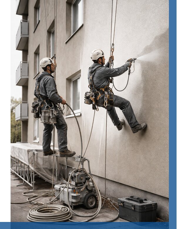 Безвоздушная покраска фасада в Муравленке от 236 р/м² | ВЫСОТНИК-Мрв