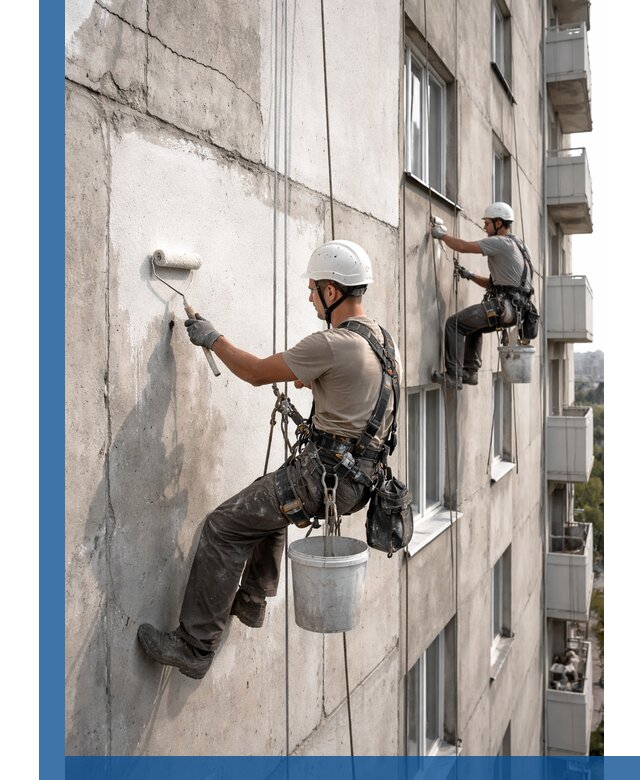 Покраска бетонного фасада в Муравленке для жилых и промышленных объектов