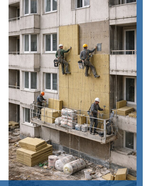 Утепление фасада минватой в Муравленке от 1606 р. | ВЫСОТНИК-Мрв