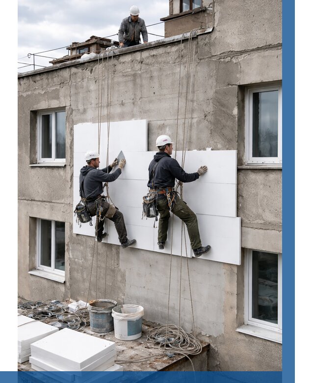 Утепление фасада пенополистиролом в Муравленке от 1927 р. | ВЫСОТНИК-Мрв