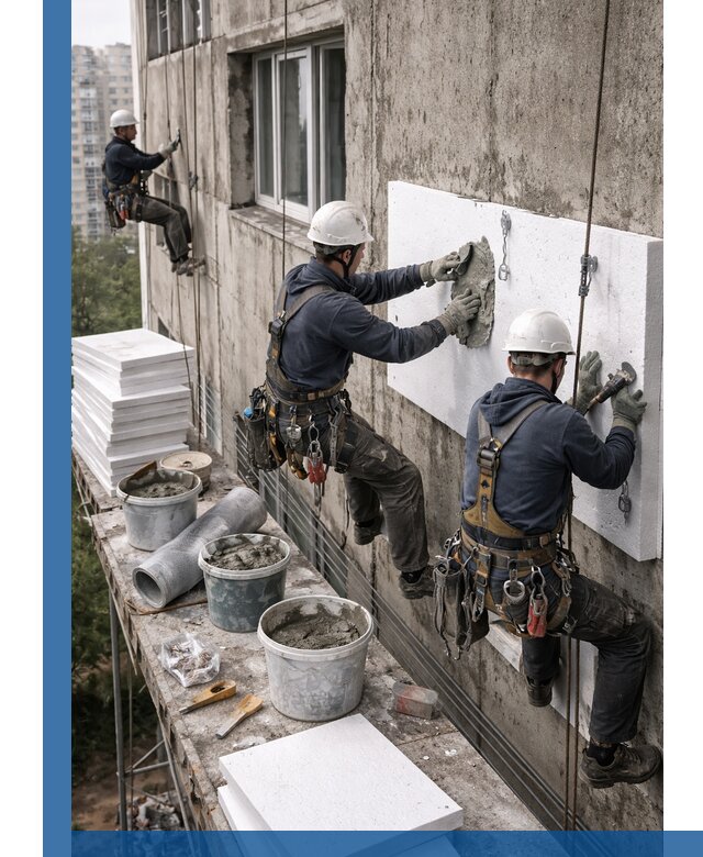 Утепление фасада пенополистиролом в Муравленке под ключ