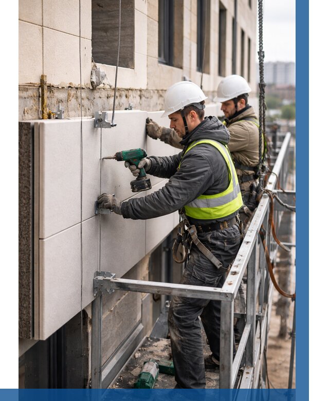 Монтаж фасадных термопанелей в Муравленке от 1606 р. | ВЫСОТНИК-Мрв