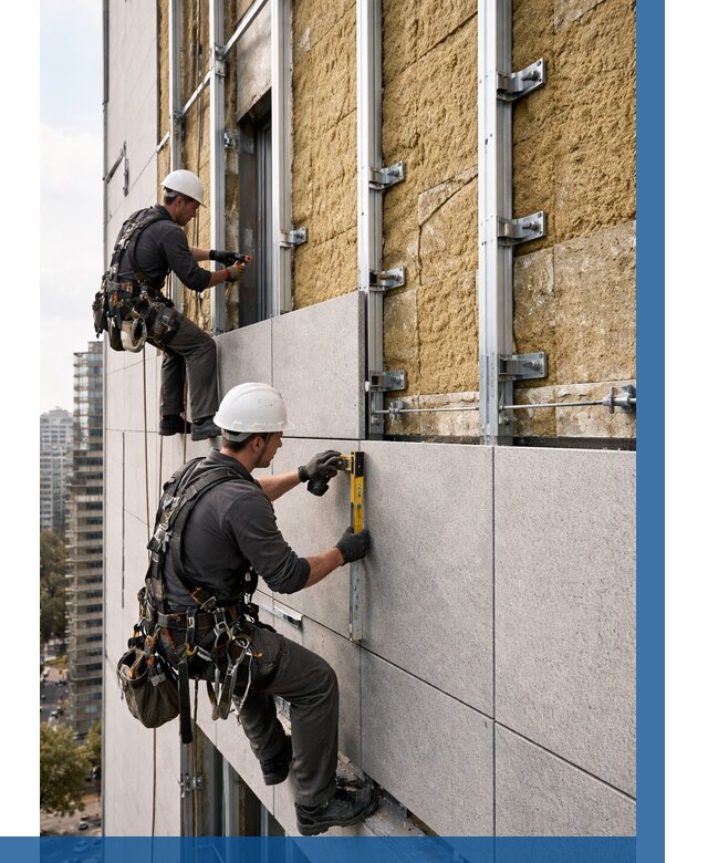 Монтаж вентилируемого фасада в Муравленке от 3747 р. | ВЫСОТНИК-Мрв