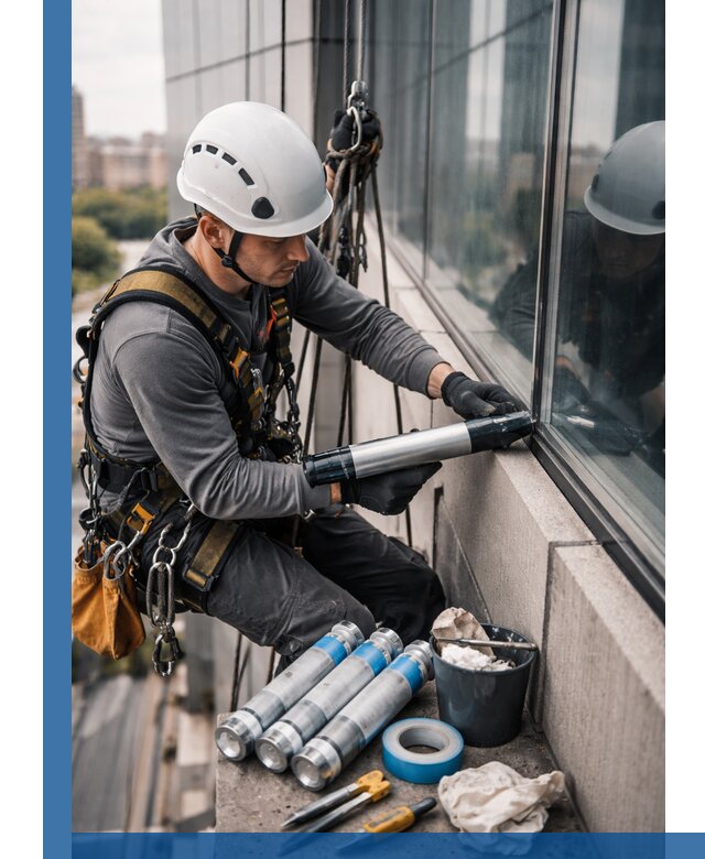 Герметизация стыков витража в Муравленке для герметичных фасадов