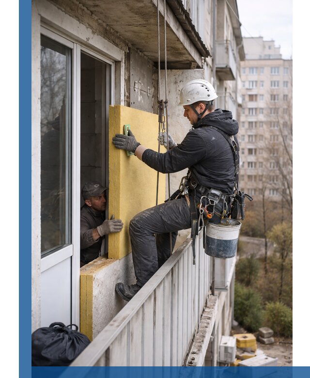 Профессиональное утепление балкона снаружи в Муравленке под ключ