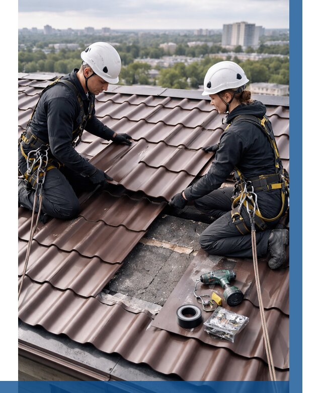 Ремонт металлочерепицы на крыше в Муравленке от 964 р. | ВЫСОТНИК-Мрв