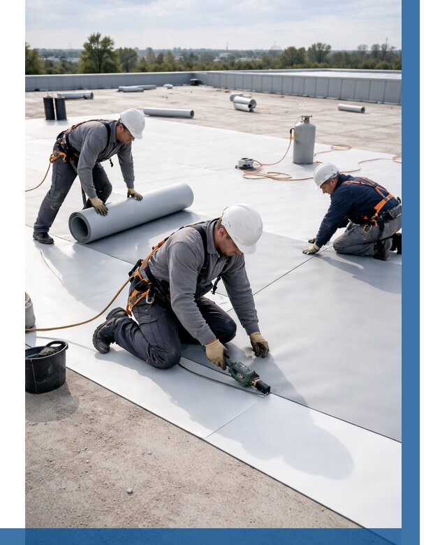 Монтаж мембранной кровли под ключ в Муравленке от 1285 р. | ВЫСОТНИК-Мрв