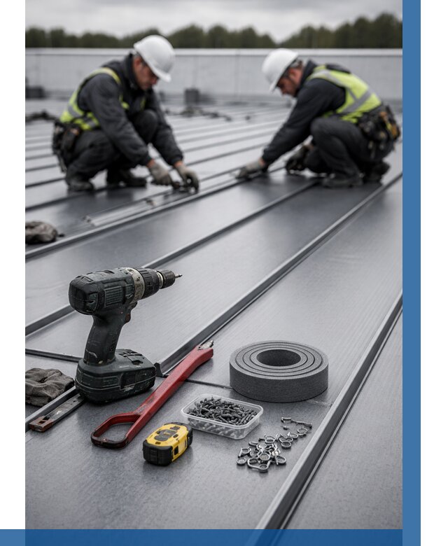 Монтаж фальцевой кровли в Муравленке от 1927 р. | ВЫСОТНИК-Мрв