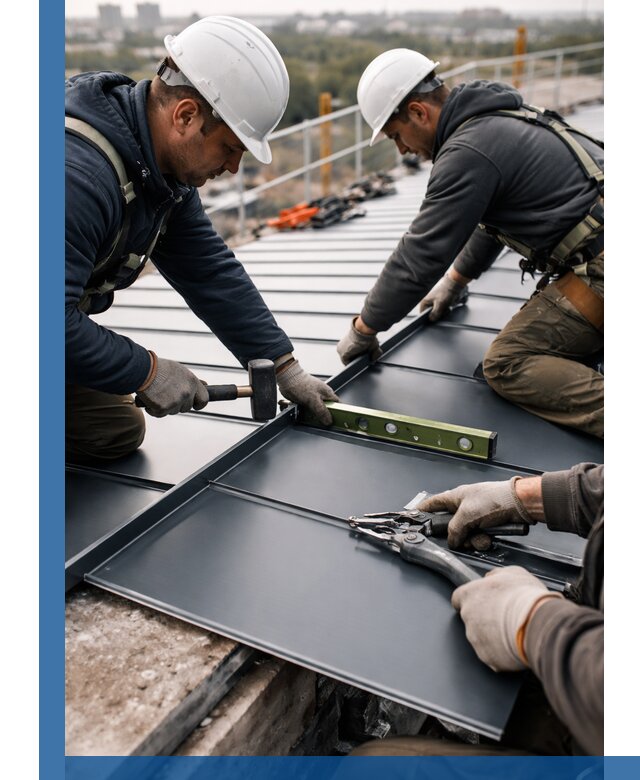 Монтаж фальцевой кровли в Муравленке для промышленных зданий