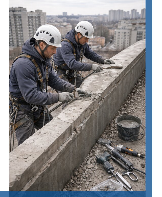 Ремонт парапета на кровле в Муравленке от 1606 р. | ВЫСОТНИК-Мрв