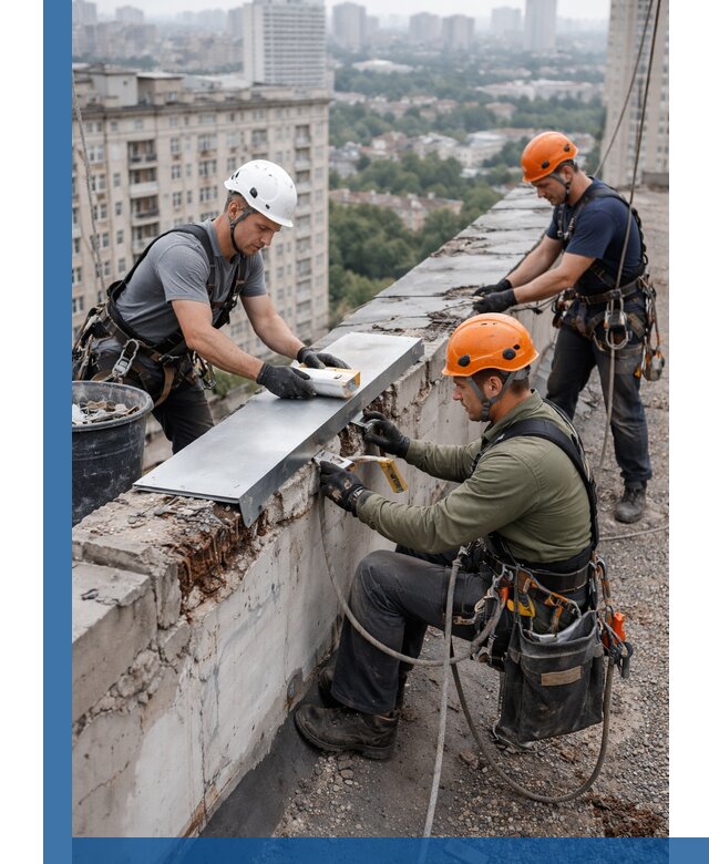 Ремонт парапета на кровле в Муравленке, высотные работы с гарантией