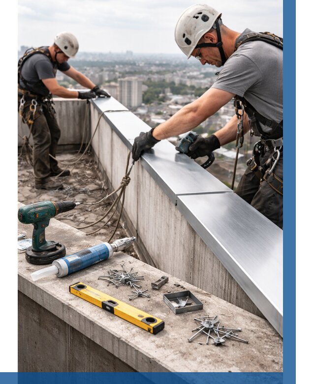 Монтаж парапетных крышек в Муравленке от 856 р. | ВЫСОТНИК-Мрв