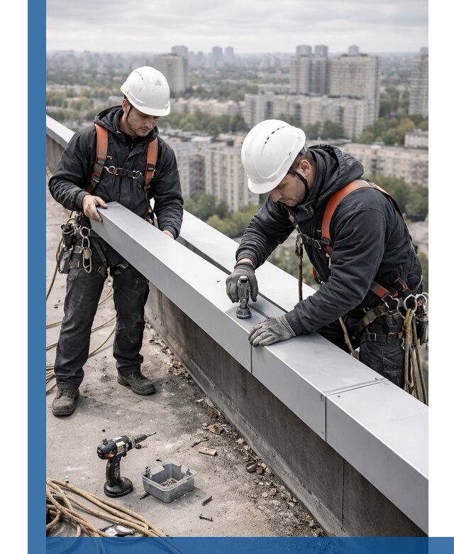 Монтаж парапетных крышек и ограждений кровли в Муравленке