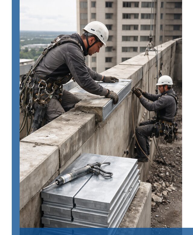 Замена парапетных крышек и установка новых в Муравленке