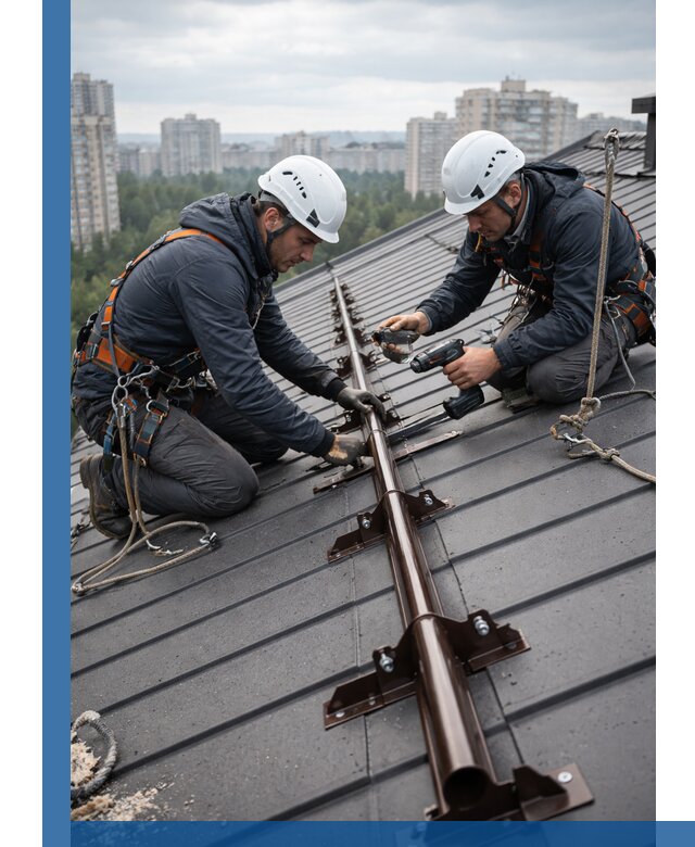 Монтаж снегозадержателей на кровле зданий в Муравленке под ключ