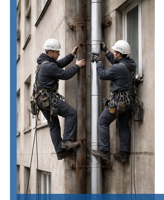 Замена водосточных труб в Муравленке: монтаж и демонтаж под ключ