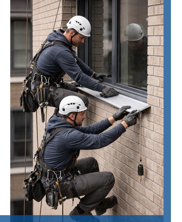 Монтаж оконных отливов под ключ в Муравленке от 3747 р. | ВЫСОТНИК-Мрв