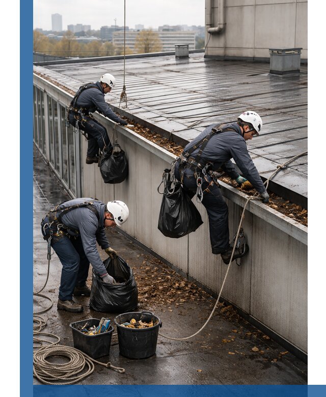 Очистка кровли по периметру в Муравленке силами промышленных альпинистов