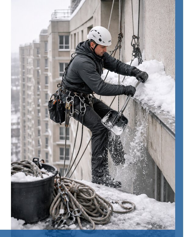 Очистка карнизов от снега в Муравленке от 321 р. | ВЫСОТНИК-Мрв