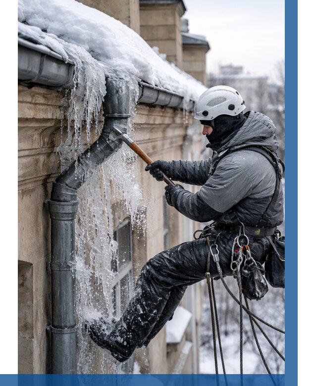 Очистка водостоков от льда в Муравленке от 3747 р. | ВЫСОТНИК-Мрв