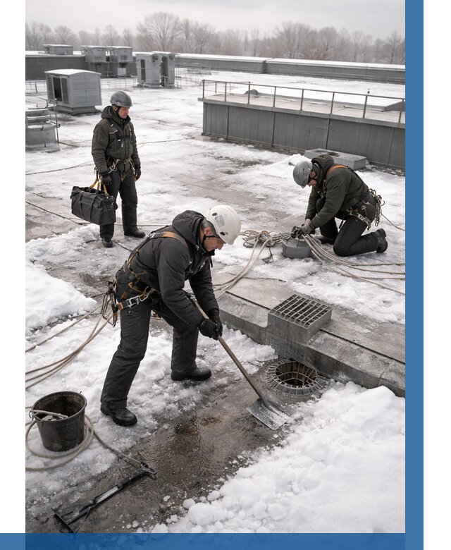 Абонентское обслуживание кровли зимой в Муравленке от 8565 р. | ВЫСОТНИК-Мрв