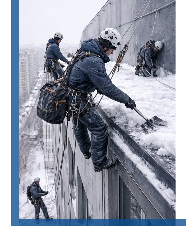 Абонентское обслуживание кровли зимой в Муравленке регулярный уход