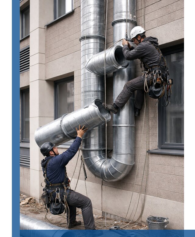 Монтаж фасадных воздуховодов в Муравленке с герметизацией и крепежом