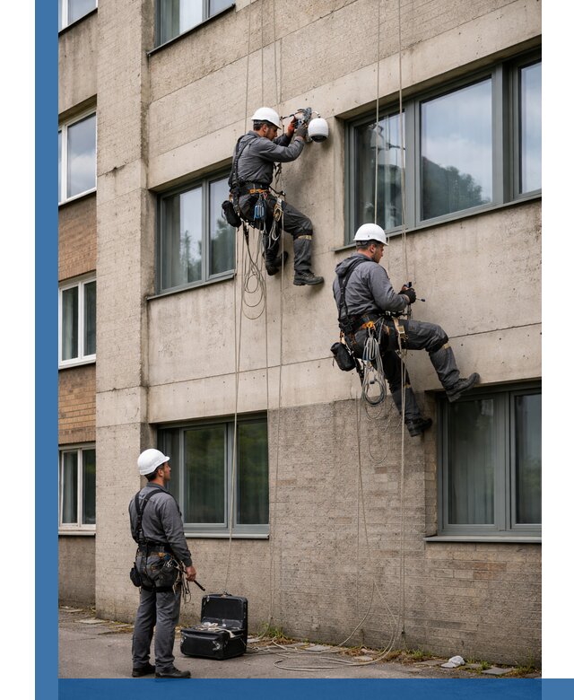 Монтаж фасадных камер видеонаблюдения в Муравленке под ключ
