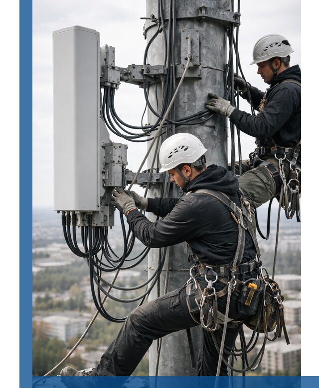 Монтаж оборудования связи на мачте в Муравленке с пусконаладкой