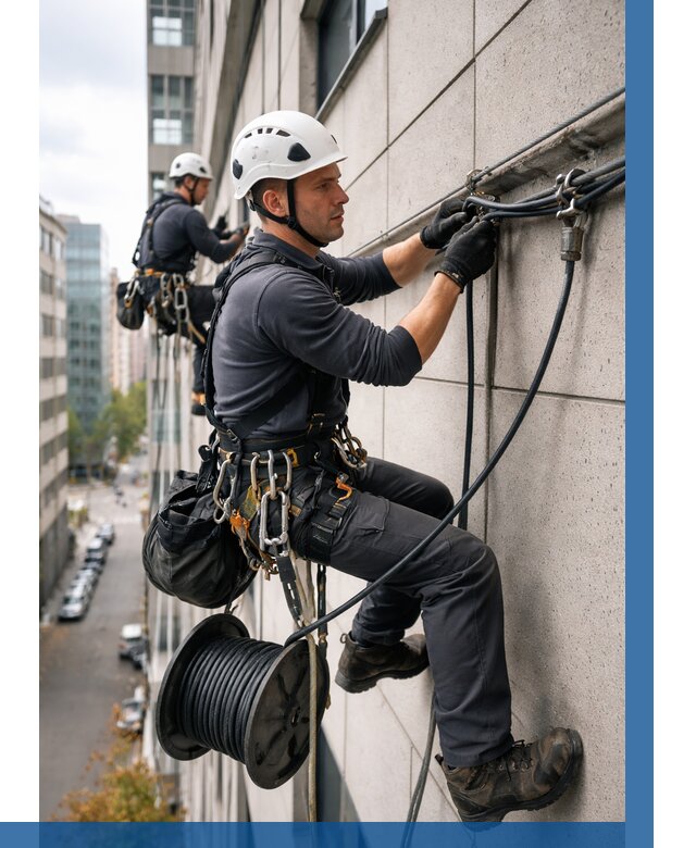 Прокладка кабеля по фасаду в Муравленке от 375 р. | ВЫСОТНИК-Мрв