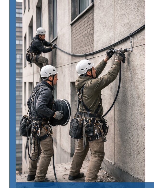 Прокладка кабеля по фасаду в Муравленке, профессиональный монтаж