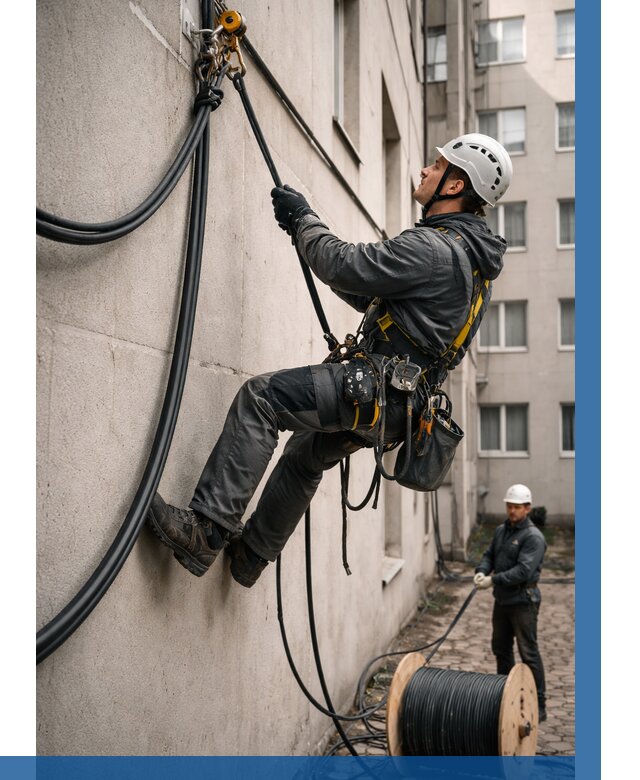 Протяжка кабеля питания на высоте в Муравленке от 482 р. | ВЫСОТНИК-Мрв