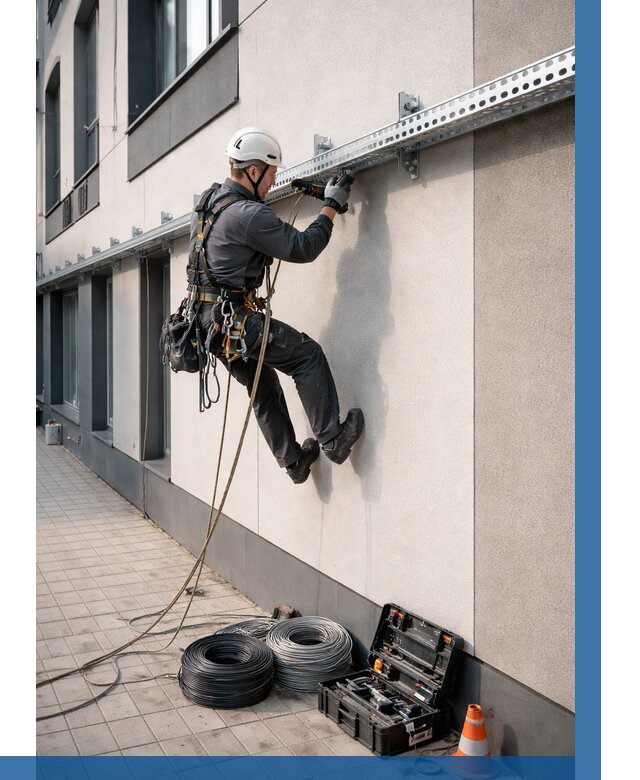 Монтаж кабельных лотков на фасаде в Муравленке от 1285 р. | ВЫСОТНИК-Мрв