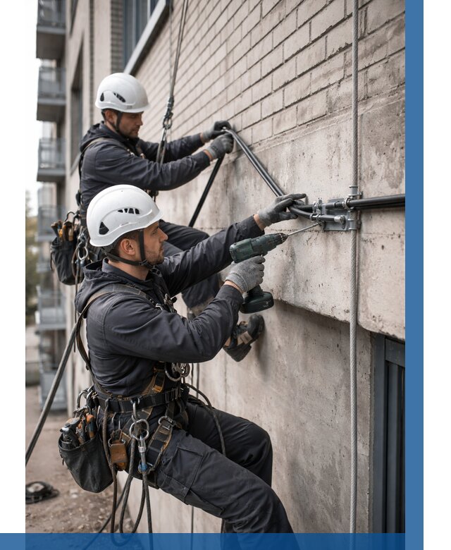 Крепление кабеля на фасаде в Муравленке от 375 р. | ВЫСОТНИК-Мрв