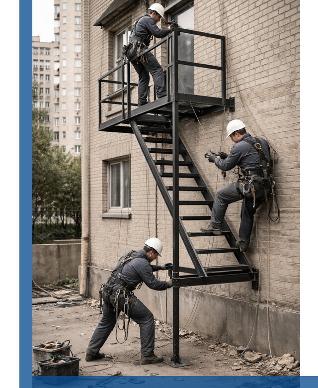 Монтаж пожарной лестницы в Муравленке, установка и крепление