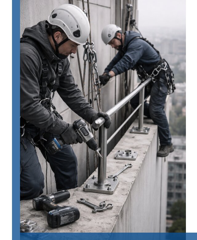 Монтаж перил на высоте в Муравленке для жилых и промобъектов