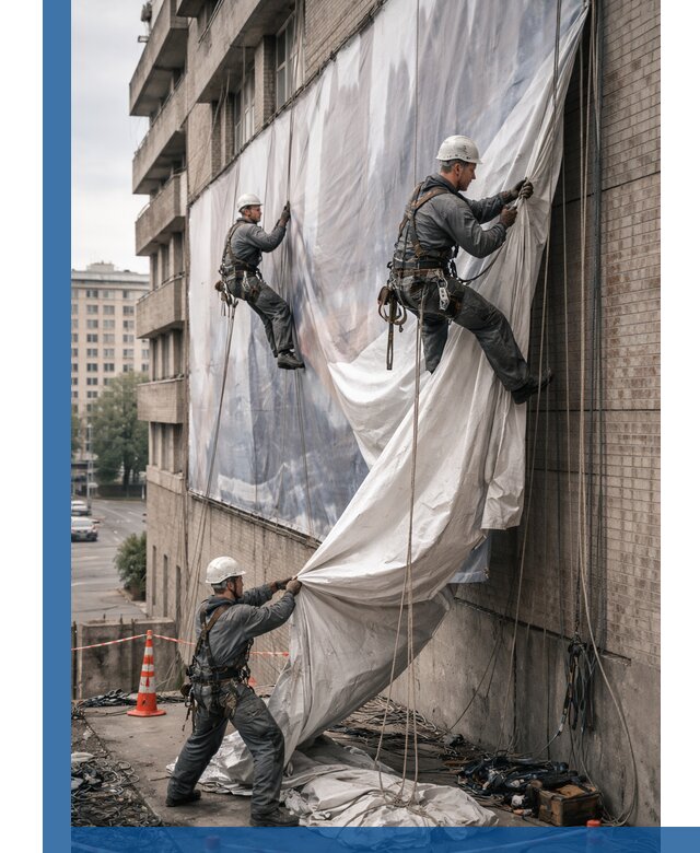 Демонтаж баннеров с фасада в Муравленке оперативно и безопасно
