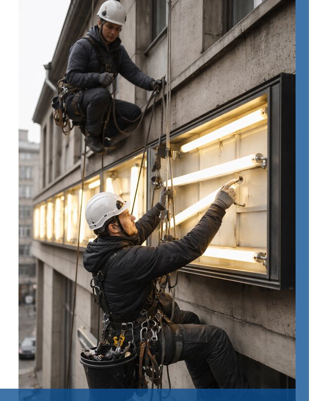 Замена ламп в вывеске в Муравленке под ключ от 3747 р. | ВЫСОТНИК-Мрв