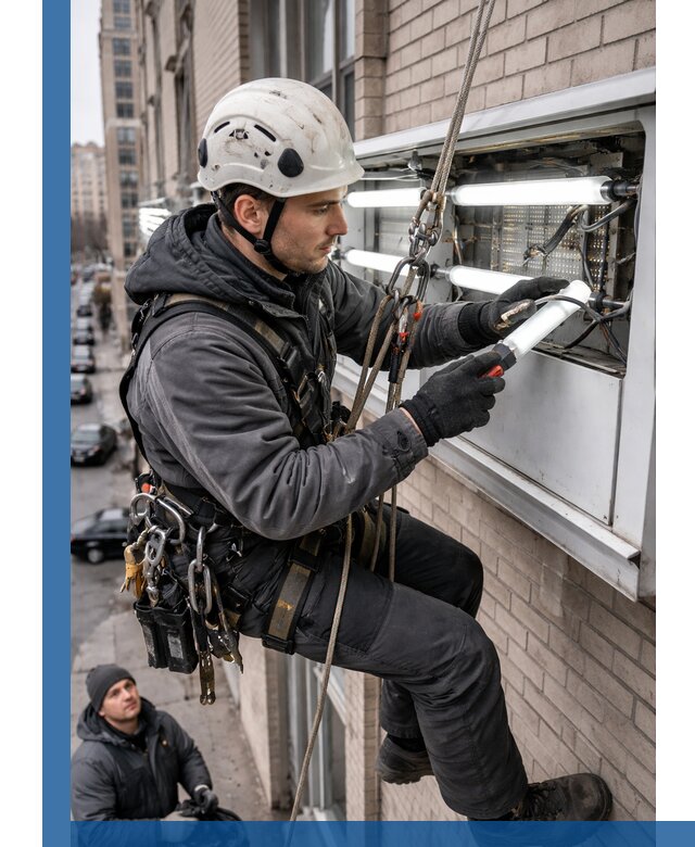 Профессиональная замена ламп в наружной вывеске в Муравленке