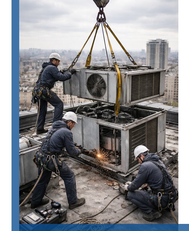 Демонтаж крышной установки в Муравленке любой сложности