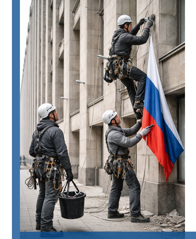 Профессиональная установка флагов на фасаде в Муравленке